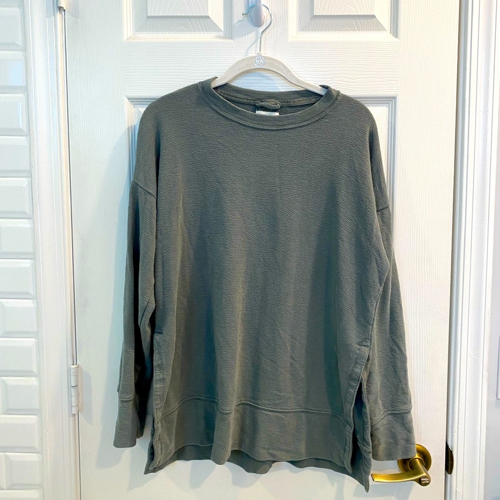 aerie dark green long sleeve oversized shirt